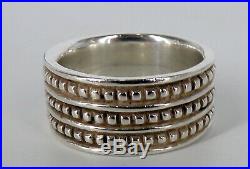James Avery Signed Sterling Silver Retired 3 Row Caviar Bead Wedding / Band Ring