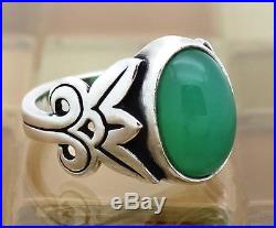 James Avery Silver Floral Ring With Oval Green Jade/Chrysoprase Size 8, 8.1G RARE