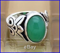 James Avery Silver Floral Ring With Oval Green Jade/Chrysoprase Size 8, 8.1G RARE