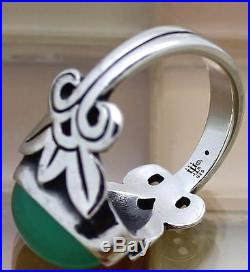 James Avery Silver Floral Ring With Oval Green Jade/Chrysoprase Size 8, 8.1G RARE