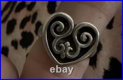 James Avery Silver Retired French Scroll Heart Ring Size 6.5 Original Box