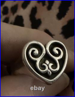 James Avery Silver Retired French Scroll Heart Ring Size 6.5 Original Box