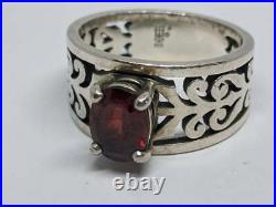 James Avery Size 6.25 Sterling Silver Adoree Swirl Ring Oval Red Garnet Stone