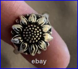 James Avery Size 6 Sunflower Ring Sterling Silver & Bronze