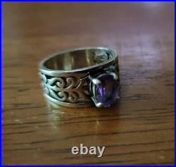 James Avery Size 7.5 Sterling Silver Adoree Swirl Ring Oval Purple Amethyst