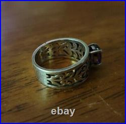 James Avery Size 7.5 Sterling Silver Adoree Swirl Ring Oval Purple Amethyst