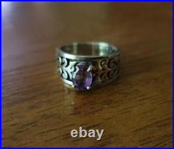 James Avery Size 7.5 Sterling Silver Adoree Swirl Ring Oval Purple Amethyst