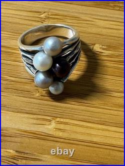 James Avery Size 8 Burgeon Multi Pearl Ring Retired Piece 9.7 Grams 925 Silver