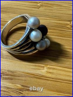 James Avery Size 8 Burgeon Multi Pearl Ring Retired Piece 9.7 Grams 925 Silver