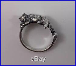 James Avery Sleeping Cat Sterling Silver Ring Size 7.5 Retired