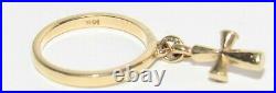 James Avery Smooth Dangle with St. Teresa Cross Charm 14k Gold Ring Size 4