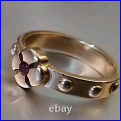 James Avery Solid 14K Gold Ruby Rosary Ring Size 7.5