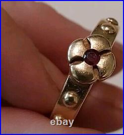 James Avery Solid 14K Gold Ruby Rosary Ring Size 7.5