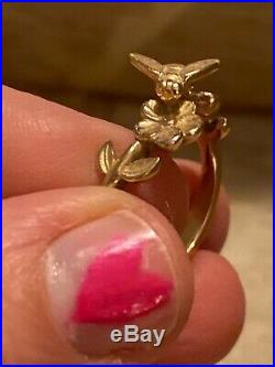 James Avery Solid 14k Yellow Gold 3-D Bee Ring Rare Retired Stamped