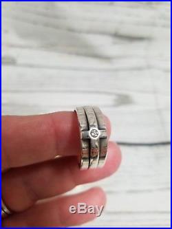 James Avery Solid 925 Sterling Silver Ring Sz 11.5 Cross Band with Diamond