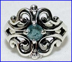 James Avery Spanish Lace Aquamarine Birthstone Sterling Silver Ring Size-6 5G