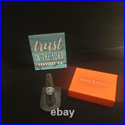 James Avery Spanish Lace Filigree Birthstone Ring December Blue Topaz Size 4.25