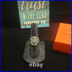 James Avery Spanish Lace Filigree Birthstone Ring December Blue Topaz Size 4.25