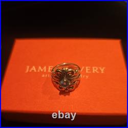 James Avery Spanish Lace Filigree Birthstone Ring December Blue Topaz Size 4.25