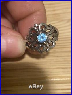 James Avery Spanish Lace Ring with Blue Topaz Sterling Silver Size 8.25
