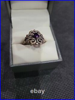 James Avery Spanish Lace with Amethyst Sterling Silver Ring Size 8