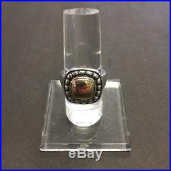 James Avery Square Beaded Dome Ring Sterling/ 14kt Retired size 6.5