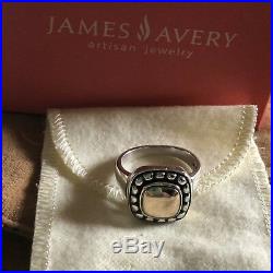 James Avery Square Beaded Ring 14K Gold 925 Sterling Silver SIZE 8.5 RETIRED