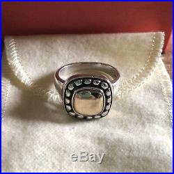 James Avery Square Beaded Ring 14K Gold 925 Sterling Silver SIZE 8.5 RETIRED
