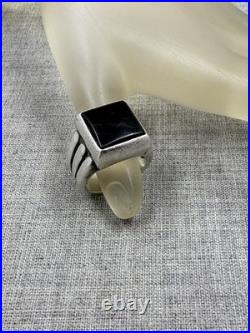 James Avery Square Onyx Triple Band Sterling Silver. 925 Ring Size 6.5