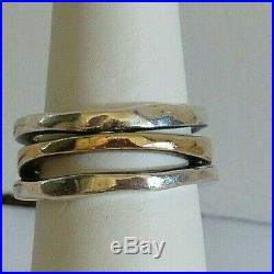 James Avery Stacked Hammered/Pounded Silver and Gold ring size 7.5 retired