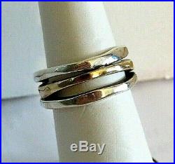 James Avery Stacked Hammered/Pounded Silver and Gold ring size 7.5 retired