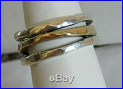 James Avery Stacked Hammered/Pounded Silver and Gold ring size 7.5 retired