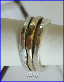 James Avery Stacked Hammered/Pounded Silver and Gold ring size 7.5 retired