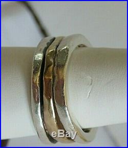 James Avery Stacked Hammered/Pounded Silver and Gold ring size 7.5 retired