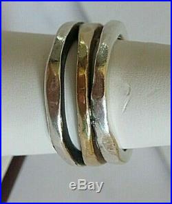 James Avery Stacked Hammered/Pounded Silver and Gold ring size 7.5 retired