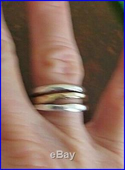 James Avery Stacked Hammered/Pounded Silver and Gold ring size 7.5 retired