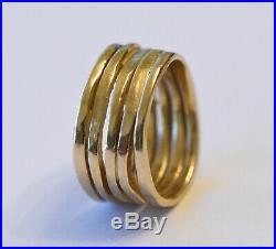 James Avery Stacked Hammered Ring 14k Gold US Size 7 1/2 (Retail $800)