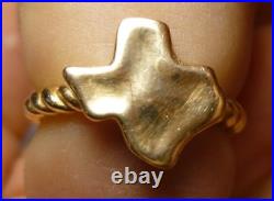 James Avery State of Texas Twisted Cable Band 14K Yellow Gold Ring Size 7