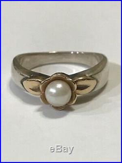 James Avery Sterling 14k Gold Pearl Ring 7