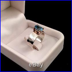 James Avery Sterling/14k Julietta Ring With Blue Topaz Size 7.25