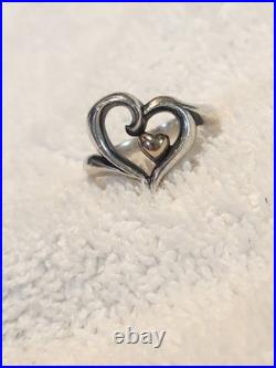 James Avery Sterling 925 & 14k Gold Ring Joy Of My Life Heart Ring 8 1/4 Nice