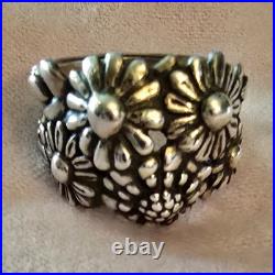 James Avery Sterling 925 Silver Flower Floral Wide Band Ring Size 10