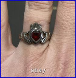 James Avery Sterling Claddagh Ring With Garnet