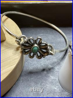 James Avery Sterling De Flores Turquoise Flower Ring 6 & Bracelet 6.5 Set
