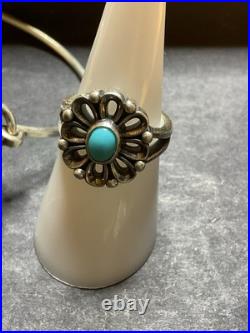 James Avery Sterling De Flores Turquoise Flower Ring 6 & Bracelet 6.5 Set