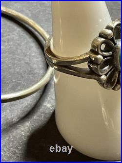 James Avery Sterling De Flores Turquoise Flower Ring 6 & Bracelet 6.5 Set