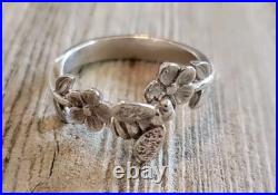 James Avery Sterling Honey Bee & Flower Ring Size 8 1/2 Retired Design