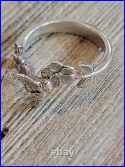 James Avery Sterling Honey Bee & Flower Ring Size 8 1/2 Retired Design