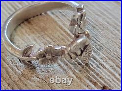 James Avery Sterling Honey Bee & Flower Ring Size 8 1/2 Retired Design