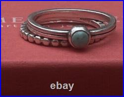 James Avery Sterling Rings/ Turquoise Stone And Beaded Ring/Size-7